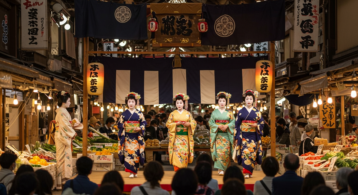 Maiko in Traditional Dress at Nishiki Market Kyoto